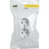 Розетка 2-местная IEK ВЕГА РС12-3-ВБ с заземляющим контактом без защитной шторки 16А белый - ERV21-K01-16-DM